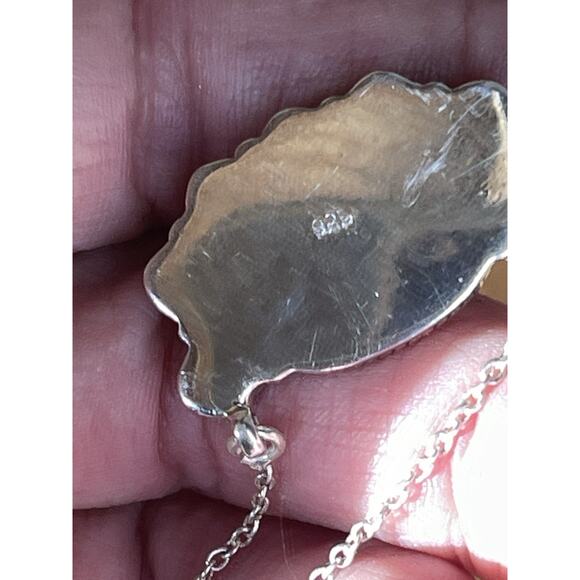 Sterling Silver Turquoise Opal Cluster Necklace 16-18” Southwest Pendant Gift - Picture 5 of 10